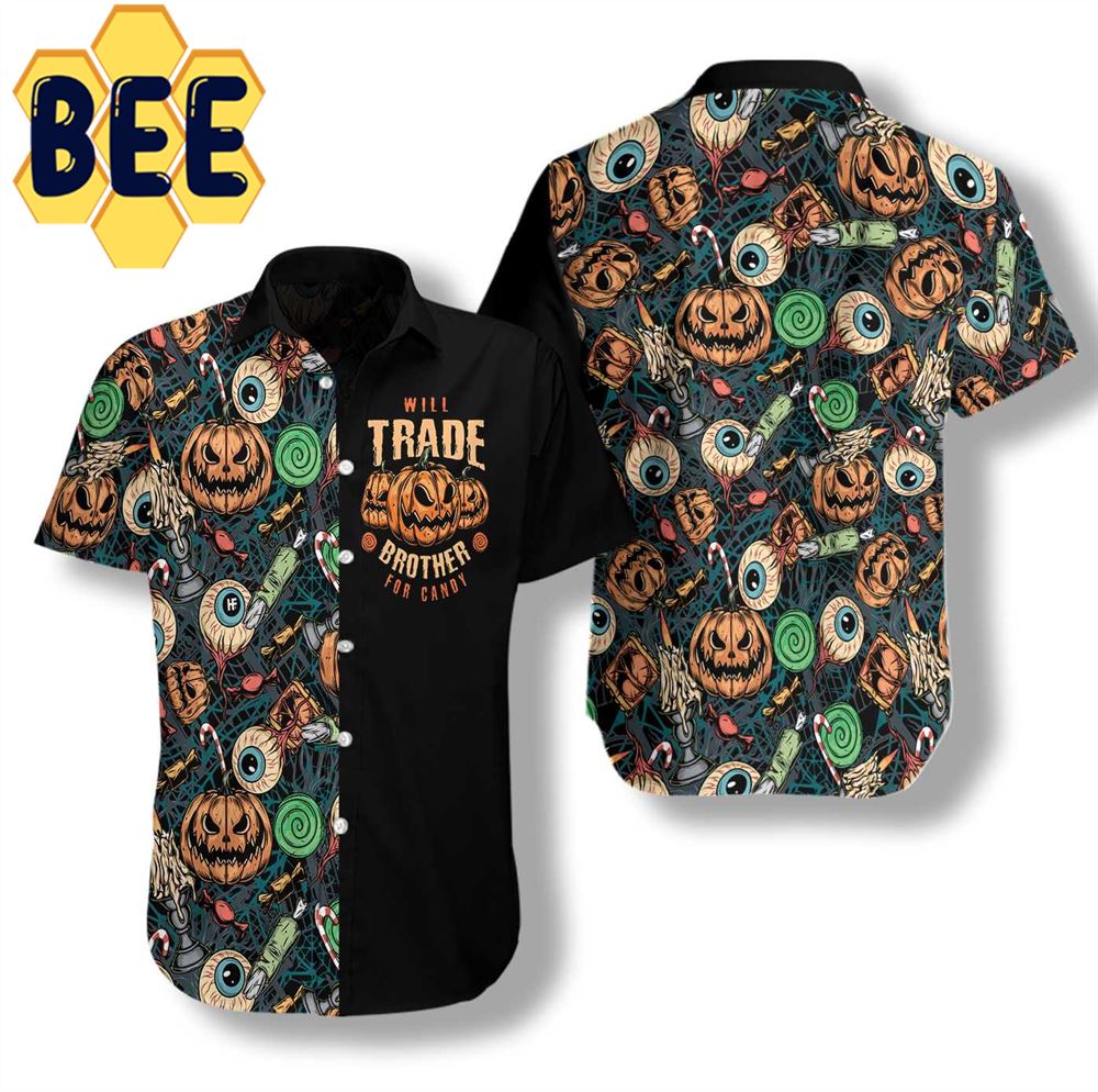 Vintage Halloween Scary Pumpkin Hawaiian Shirt