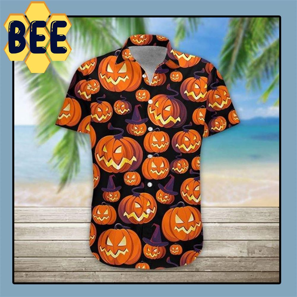 Vintage Hawaiian Pumpkin Witch Halloween Shirt