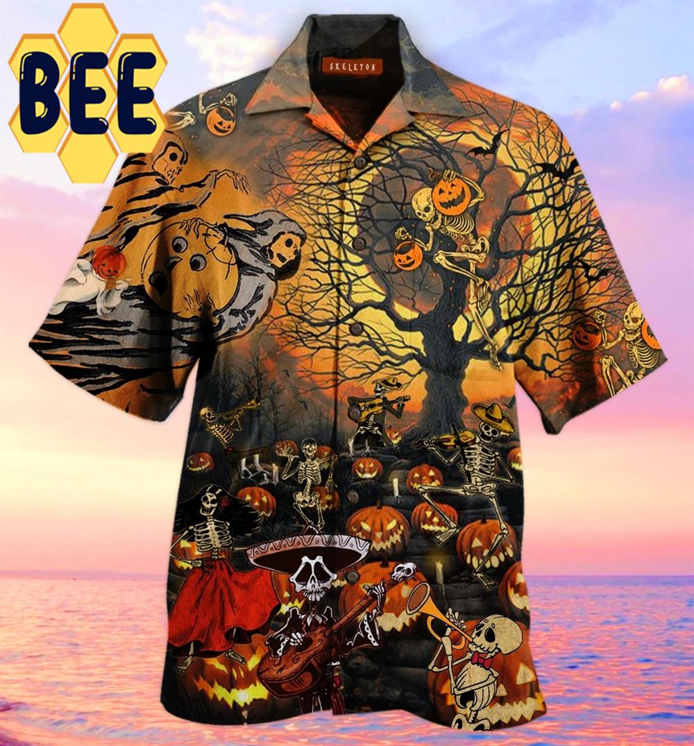 Vintage Hawaiian Skeleton Party Halloween Shirt