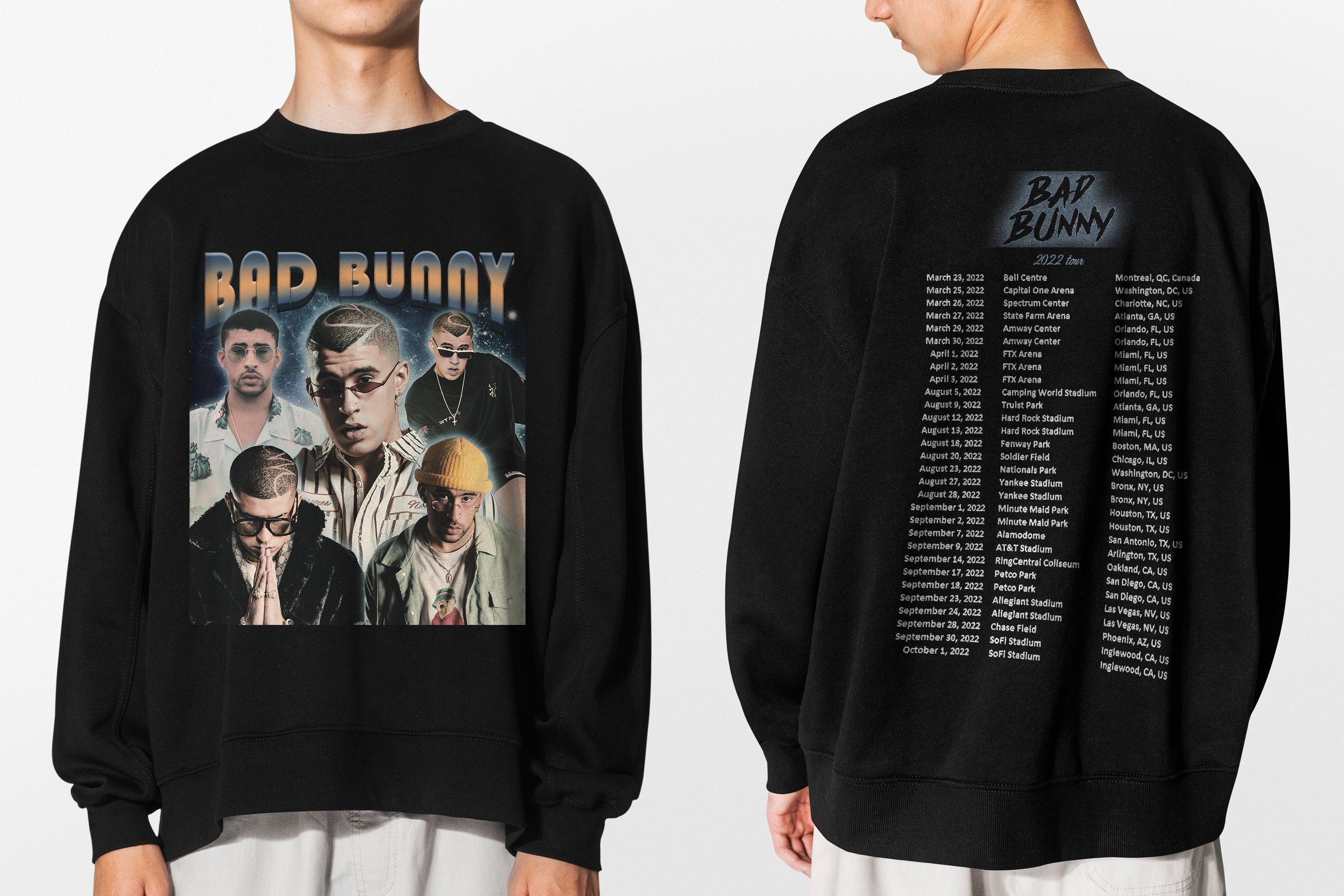 Vintage Inspired Bad Bunny 2022 Tour With Date Unisex Sweatshirt