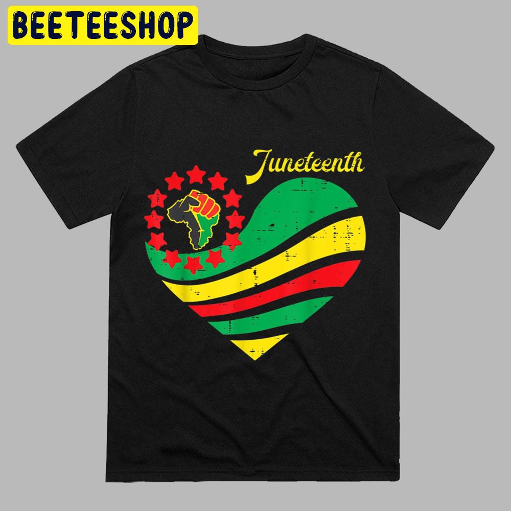 Vintage Juneteenth Heart Africa Fist June 19th 1865 Unisex T-Shirt