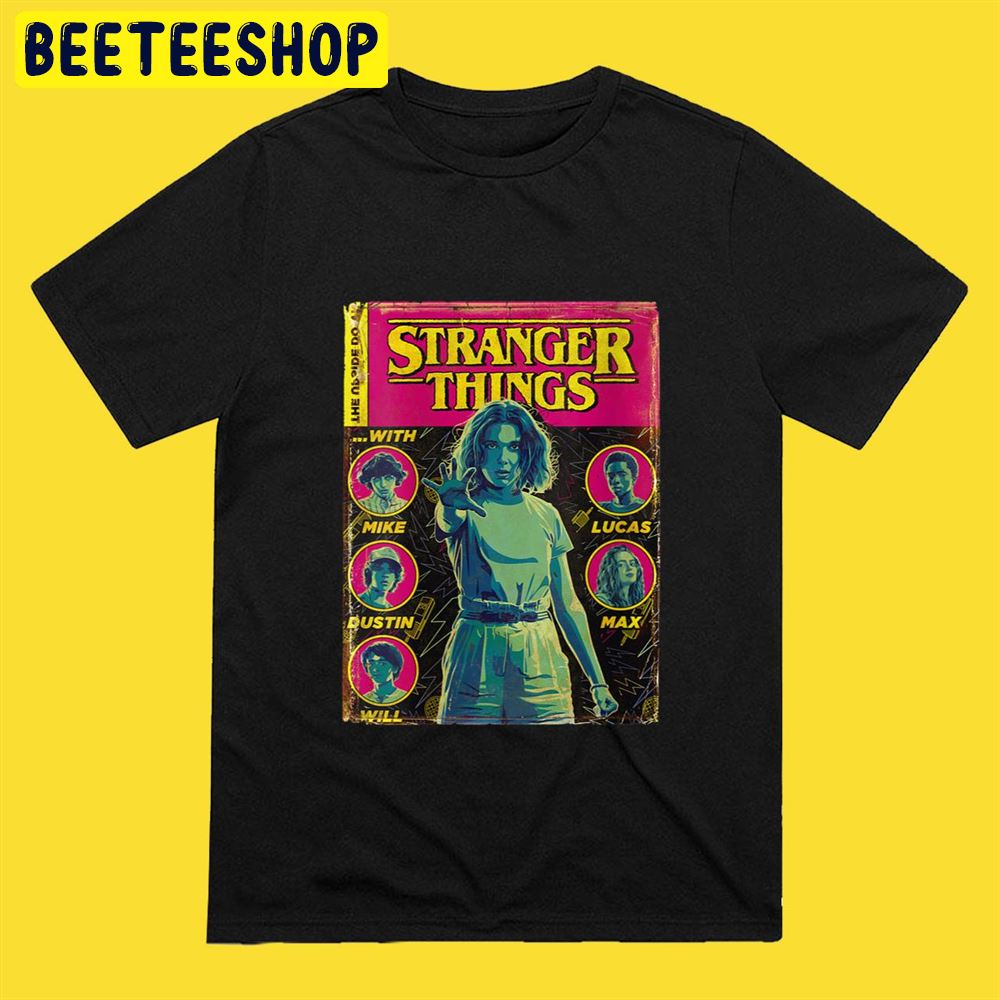 Womens Netflix Stranger Things Group Shot Comic Cover Unisex T-Shirt