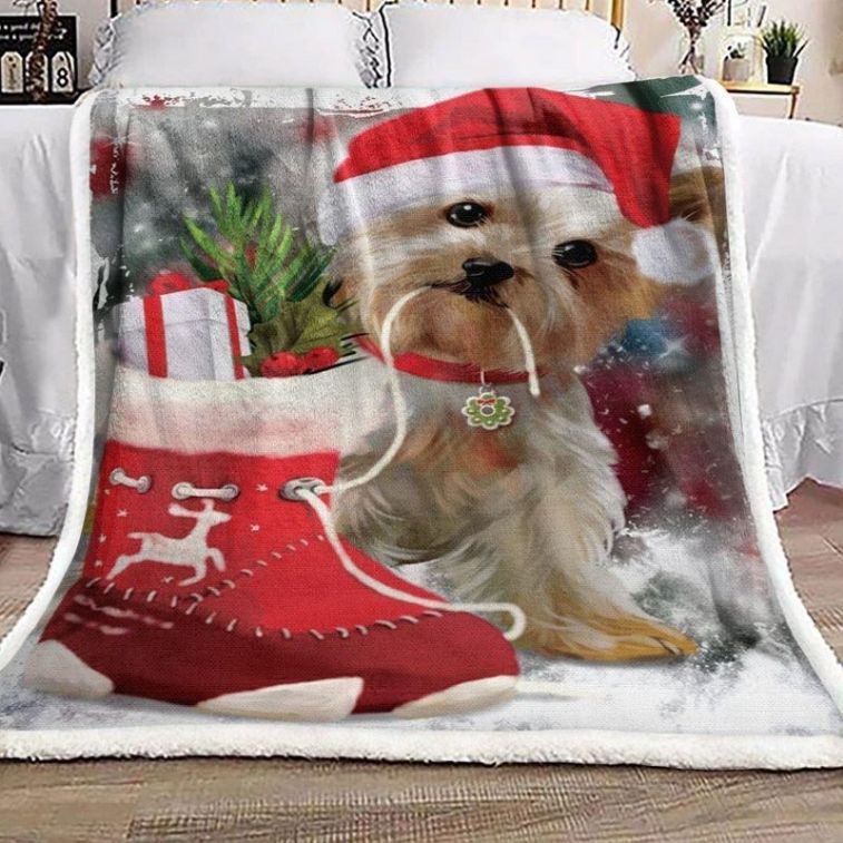 Yorkshire Terrier Christmas Dog Premium Comfy Sofa Throw Blanket