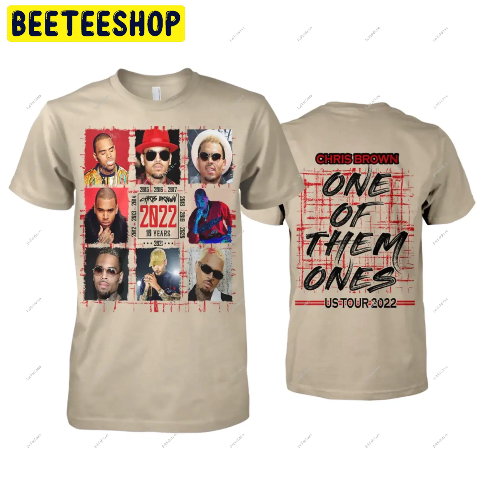 10 Years Chris Brown One Of Them Ones Tour 2022 Double Sided Unsiex T-Shirt