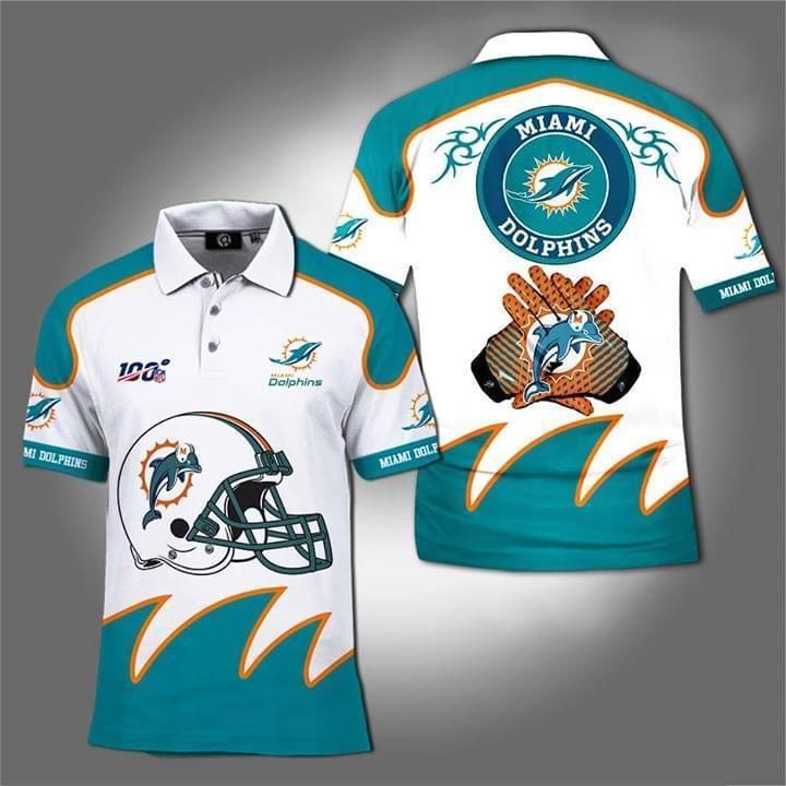 100th Nfl Miami Dolphins 3D All Over Print Polo Shirt