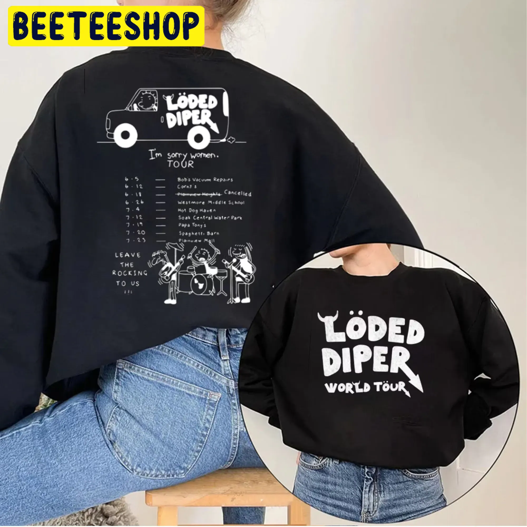 2022 Loded Diper World Tour Double Sided Unsiex Sweatshirt