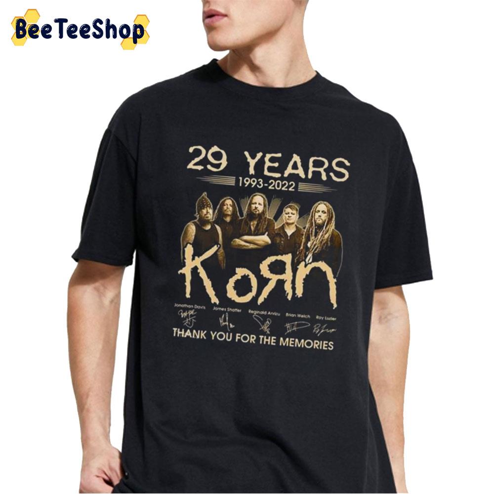 29 Years 1993 2022 Korn Signatures Thank You For The Memories Unisex T-Shirt Trending Unisex T-Shirt