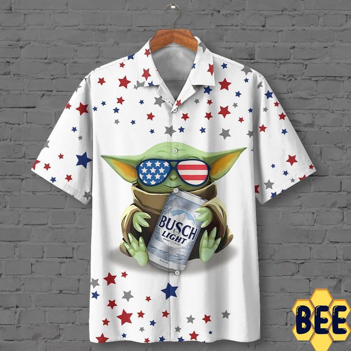 3d Baby Yoda Hugs Busch Light Beer Trending Hawaiian Shirt