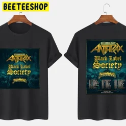 40th Anniversary Anthrax Black Label Society Book Summer 2022 Tour With Hatebreed Double Sided Unsiex T-Shirt