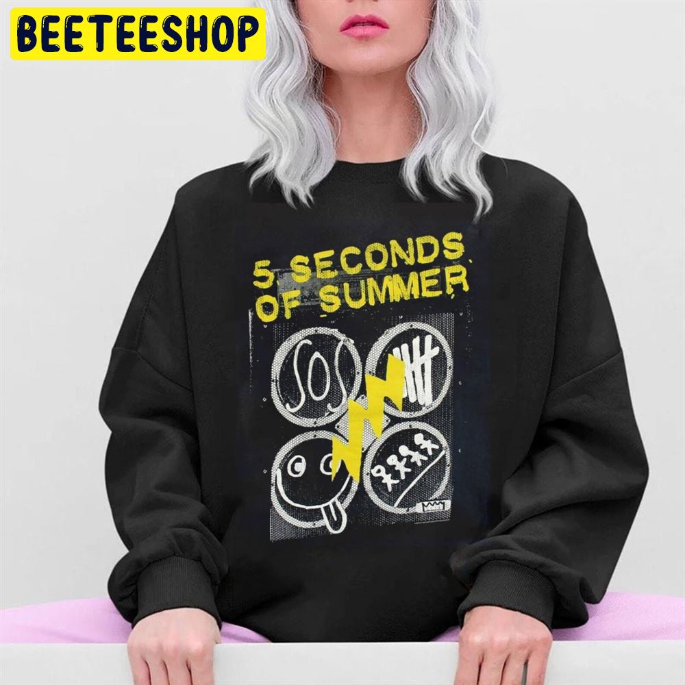 5 Seconds Of Summer White Yellow Retro Unisex Sweatshirt