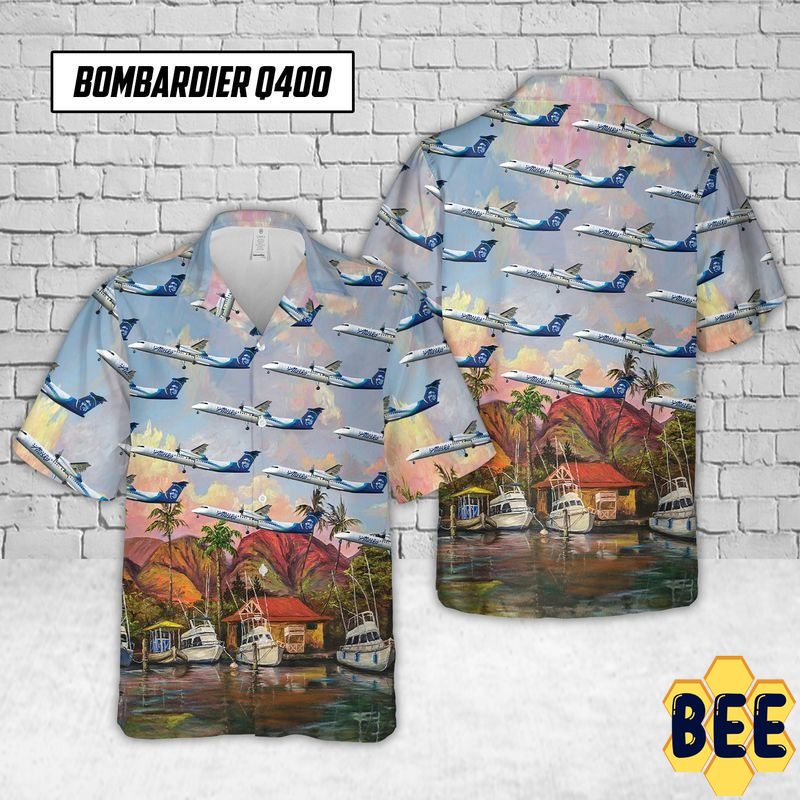 Alaska Airlines Bombardier Q400 Trending Hawaiian Shirt