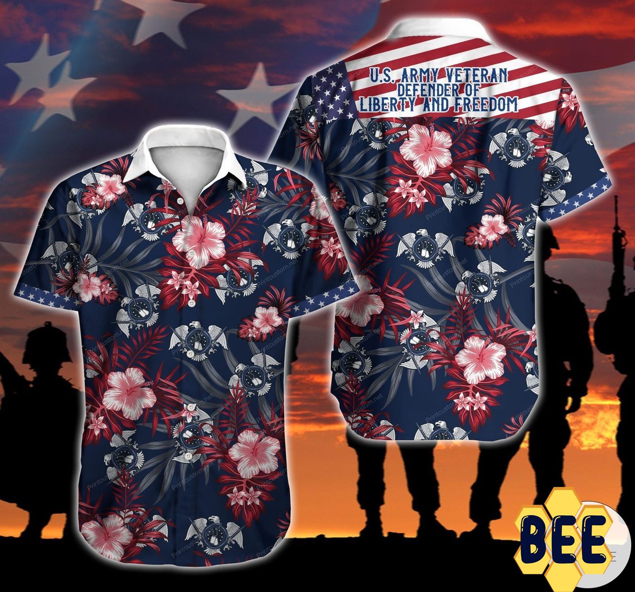 American Us Army Veteran Defender Of Liberty And Freedom Button Trending Hawaiian Shirt