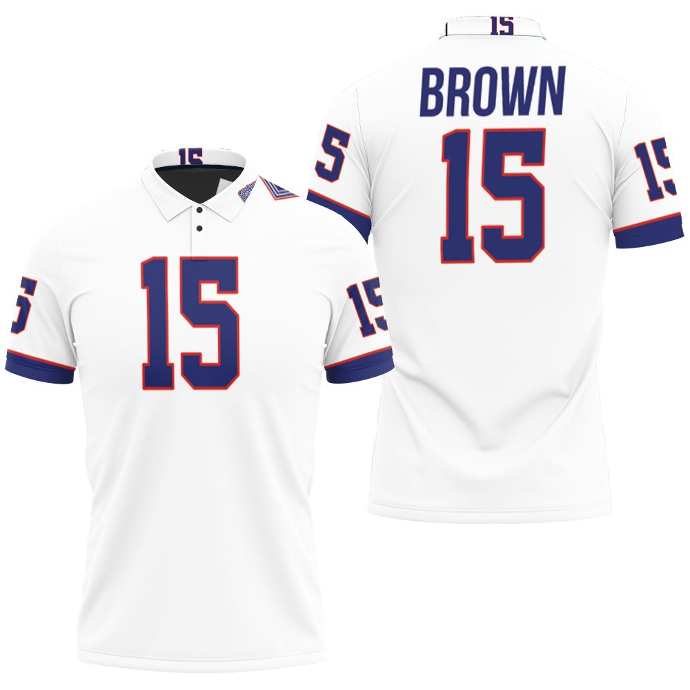 Art Buffalo Bills John Brown #15 Great Player Nfl American Football Team White Vintage  Bills Fans Polo Shirt