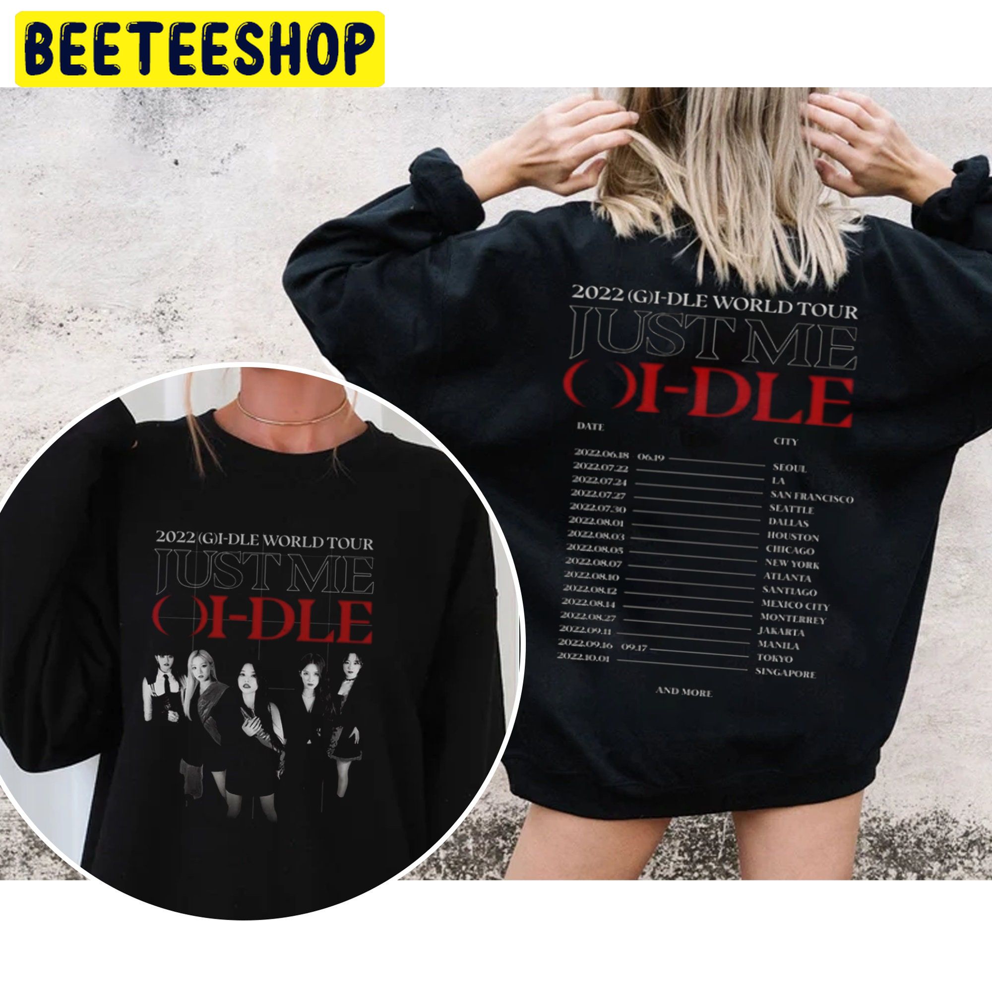 Art Gidle Just Me (G)-Idle 2022 World Tour Double Sided Unsiex Sweatshirt