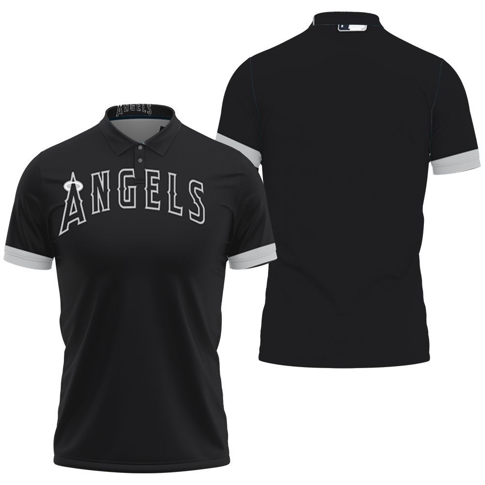 Art Los Angeles Angels Black 2019 Jersey Inspired Style 3D All Over Print Polo Shirt