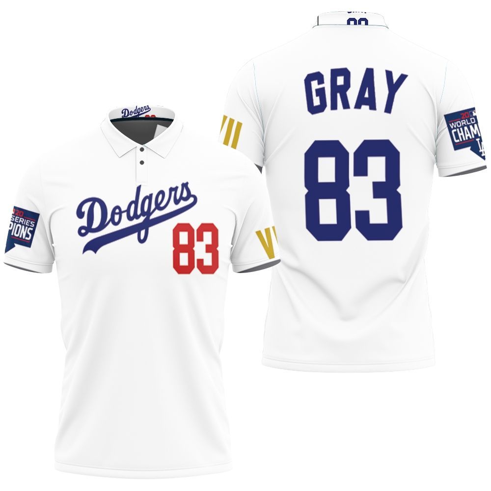 Art Los Angeles Dodgers Gray 83 2020 Championship Golden Edition White Jersey Inspired Style 3D All Over Print Polo Shirt