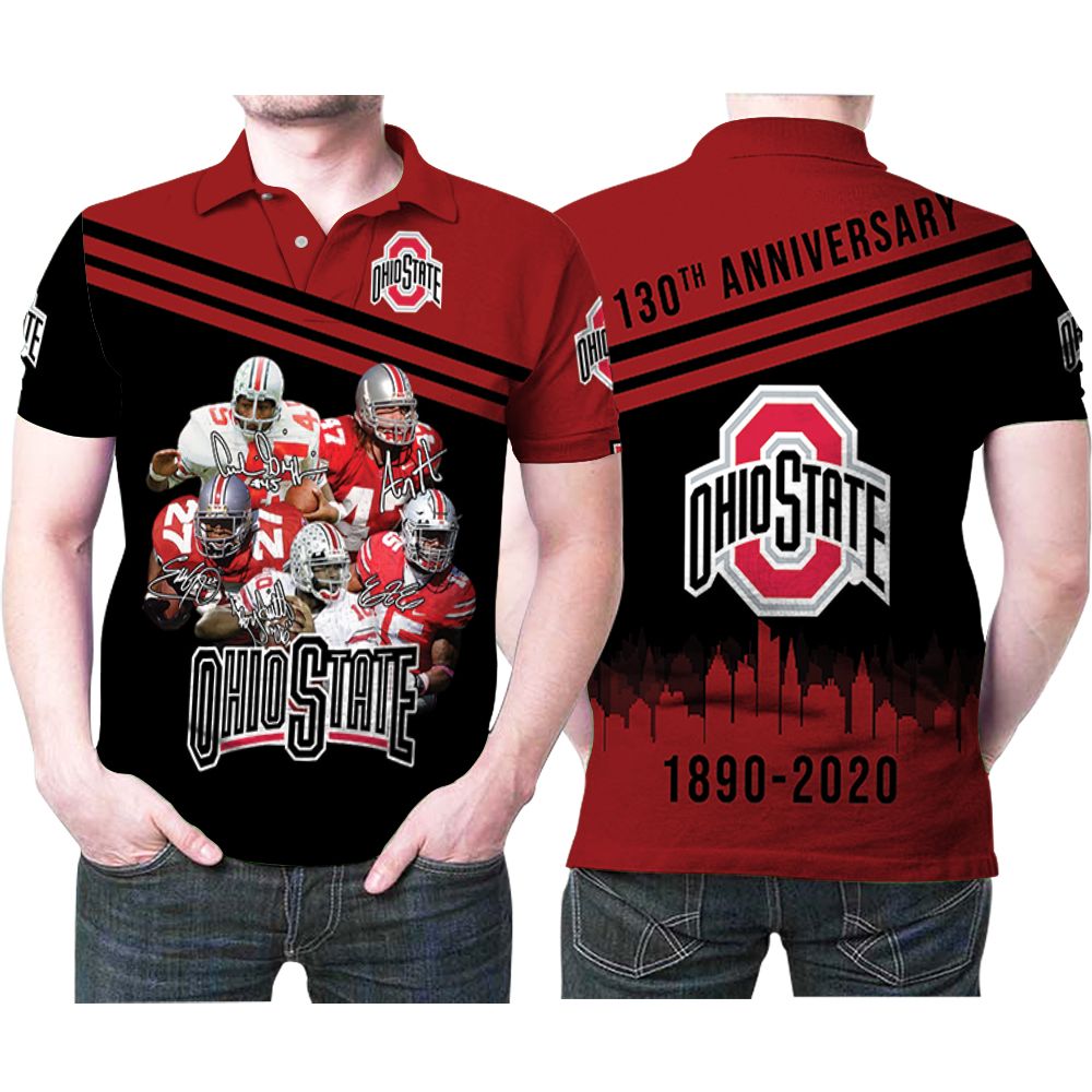 Art Ohio State Buckeyes Legend Players Signed 130th Anniversary 1890 2020 3D All Over Print Polo Shirt