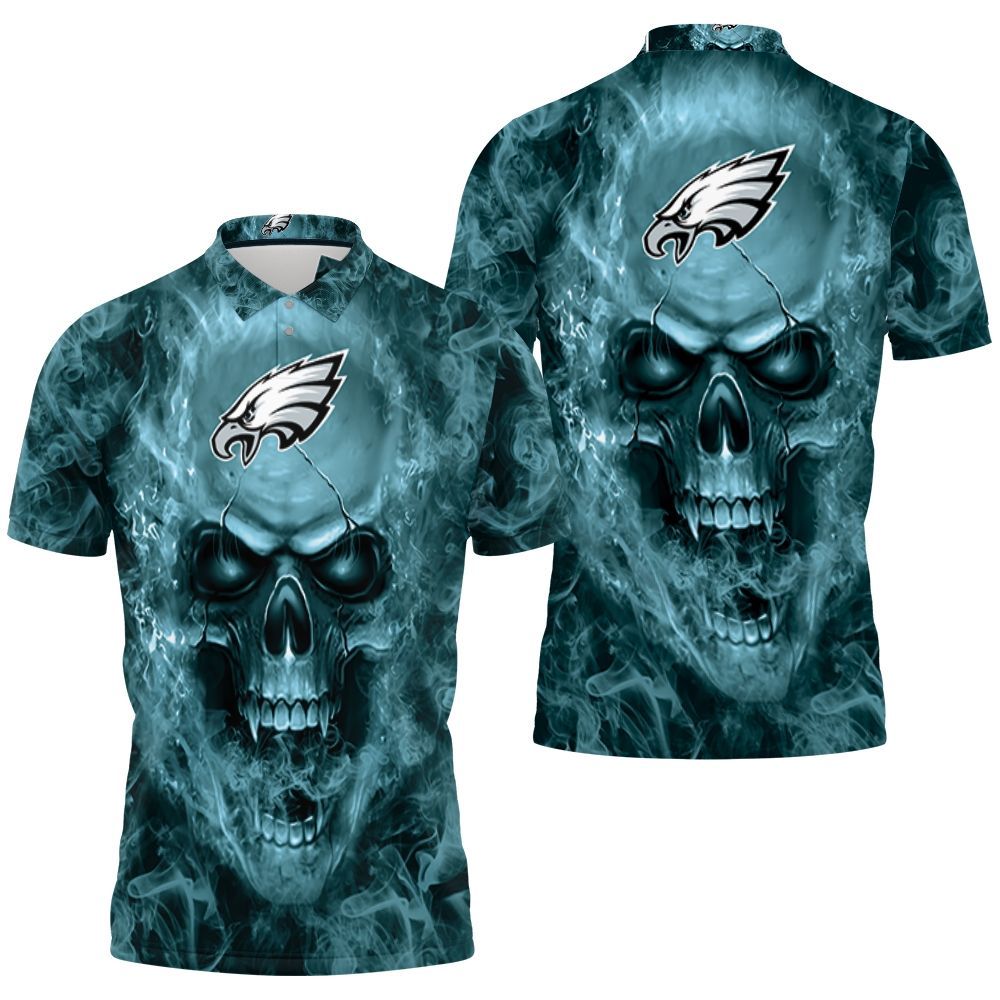 Art Philadelphia Eagles Nfl Fans Skull 3D All Over Print Polo Shirt