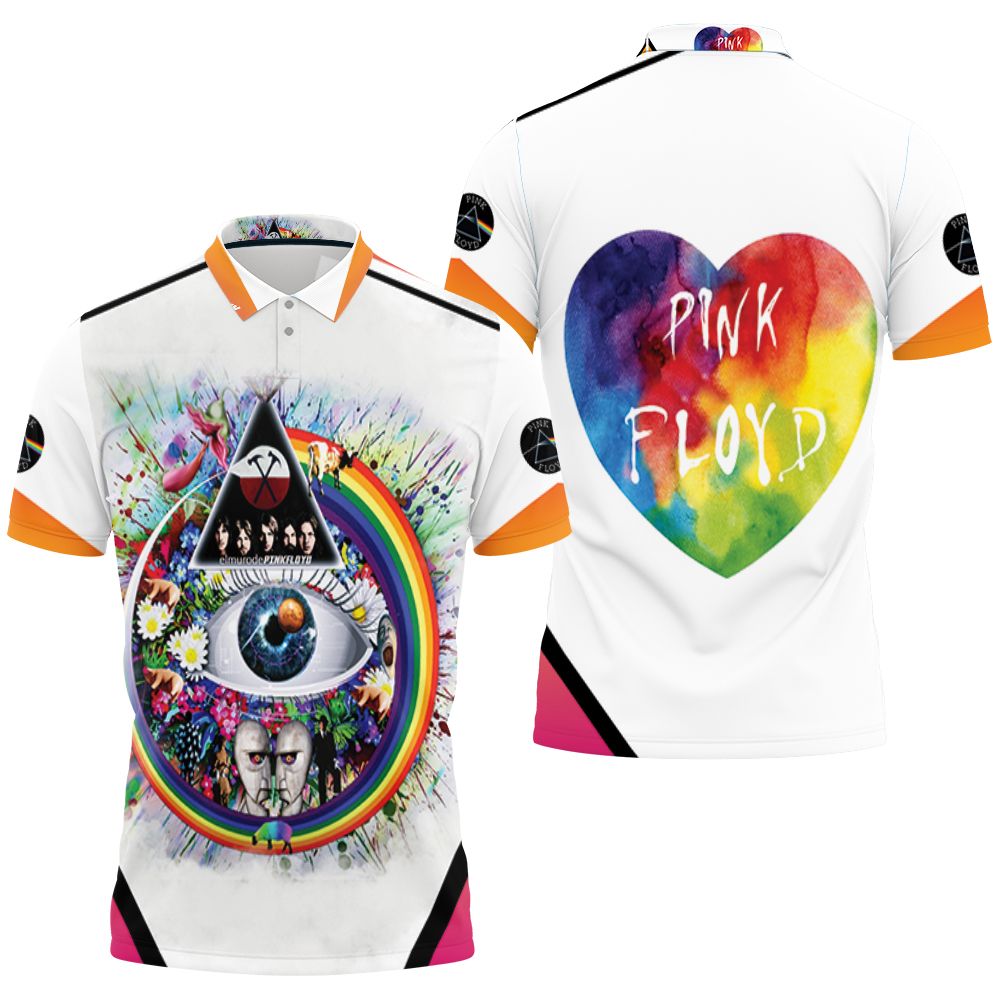 Art Pink Floyd Rainbow Triangle Glass Eye 3D All Over Print Polo Shirt