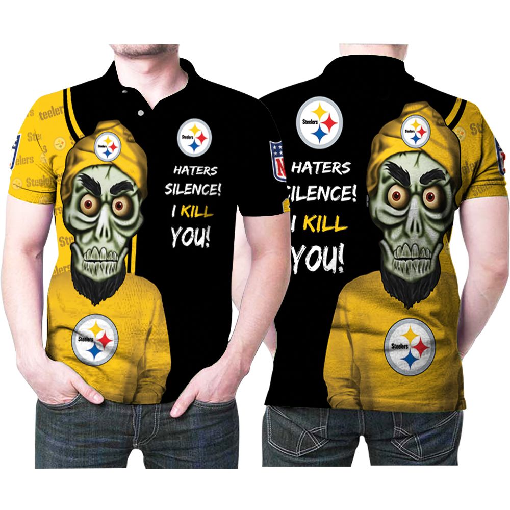 Art Pittburgh Steelers Haters Silence I Kill You Logo 3D All Over Print Polo Shirt