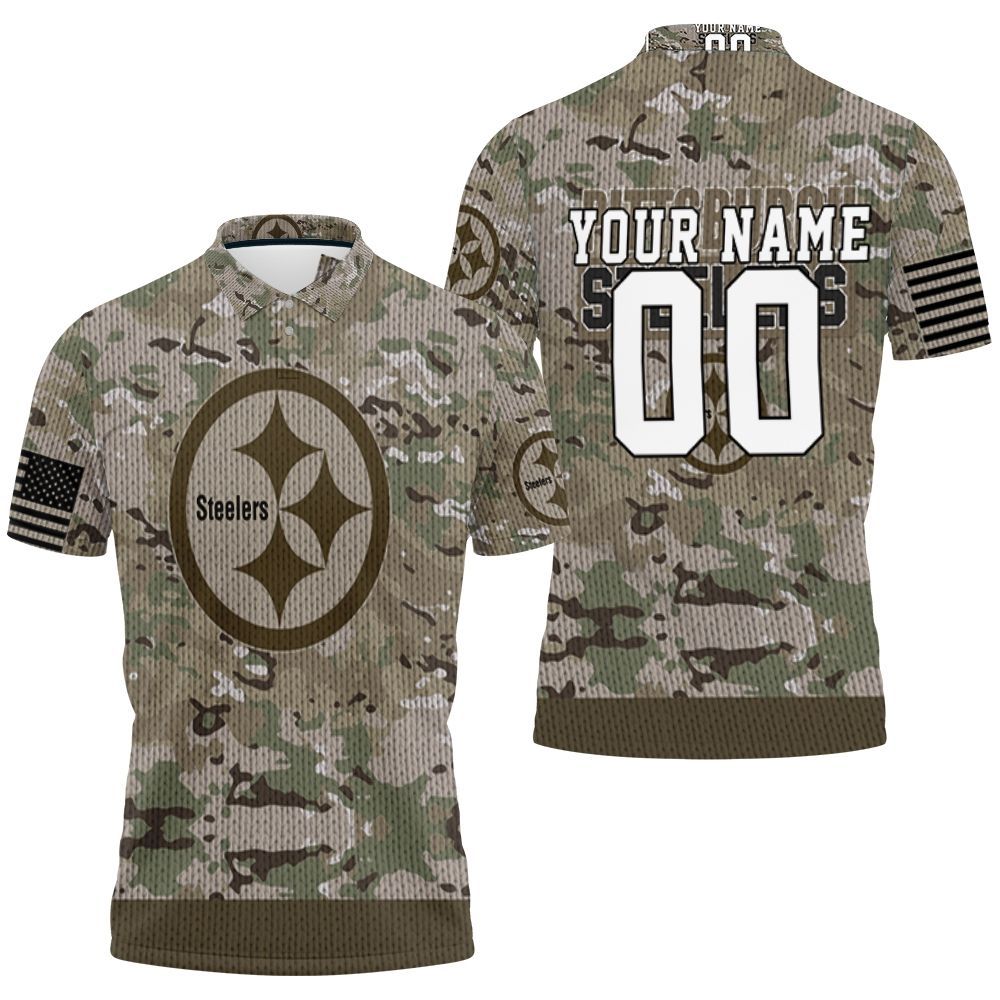 Art Pittsburgh Steelers Camouflage Pattern For Fans Personalized 3D All Over Print Polo Shirt