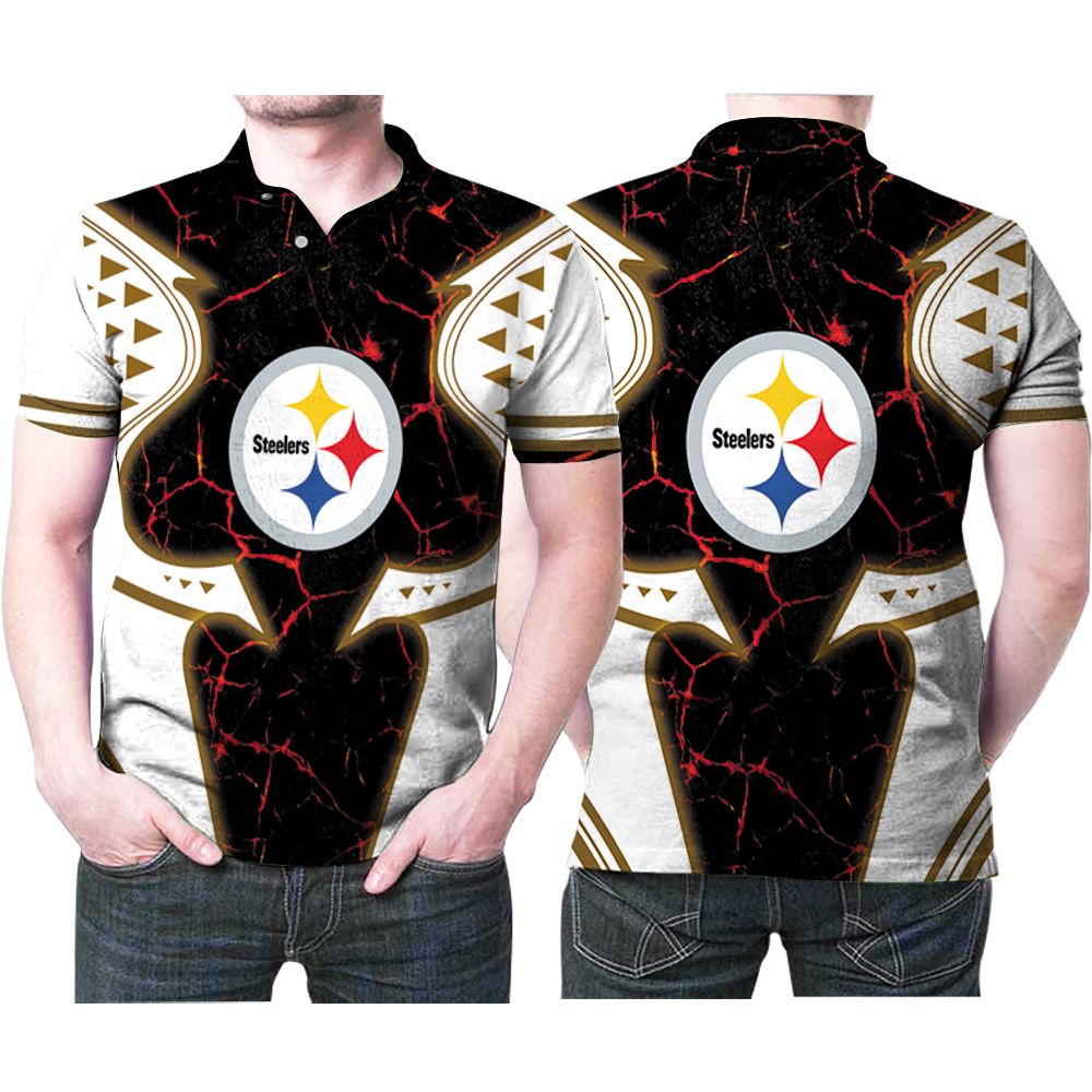 Art Pittsburgh Steelers Logo Fire Lava  Printed 3D All Over Print Polo Shirt