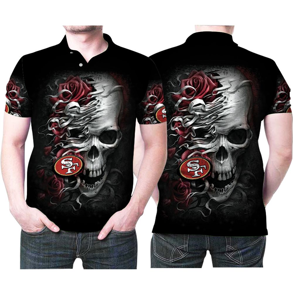 Art San Francisco 49ers Skull Rose Flower 3D All Over Print Polo Shirt