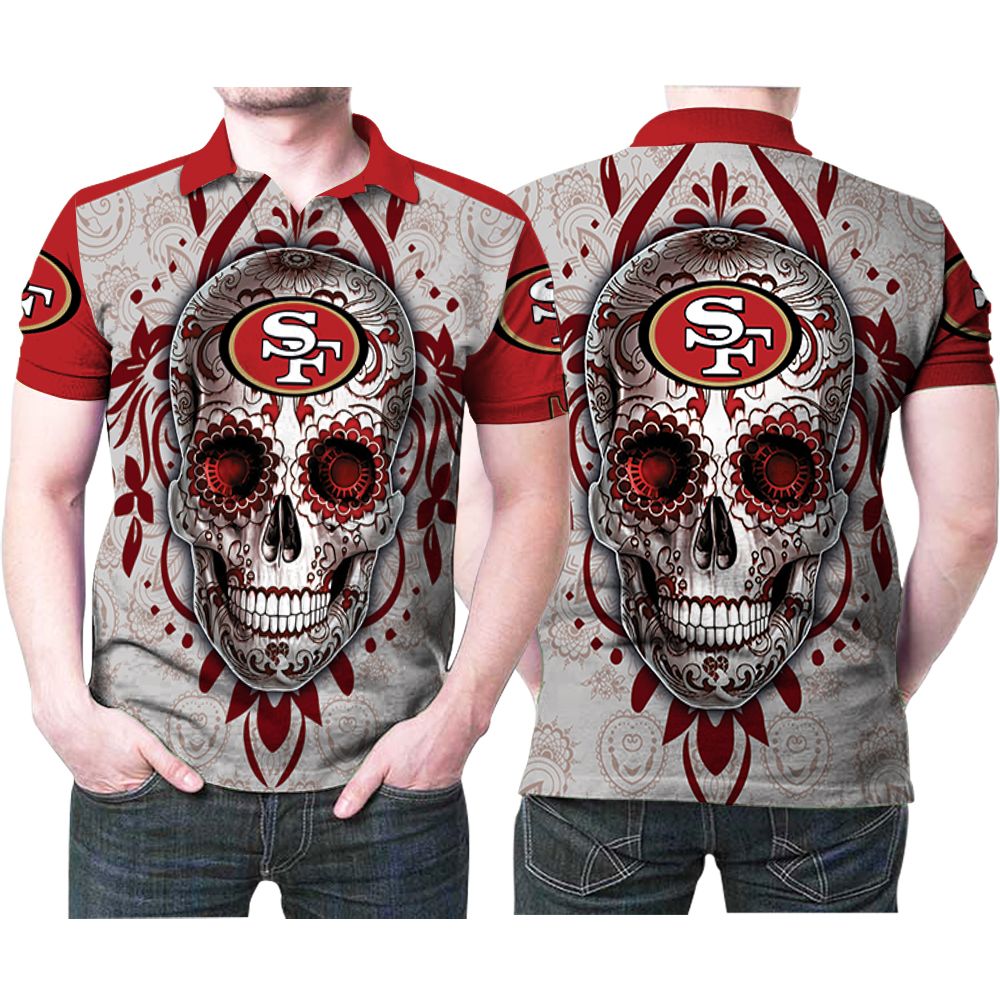 Art San Francisco 49ers Sugar Skull 3D All Over Print Polo Shirt