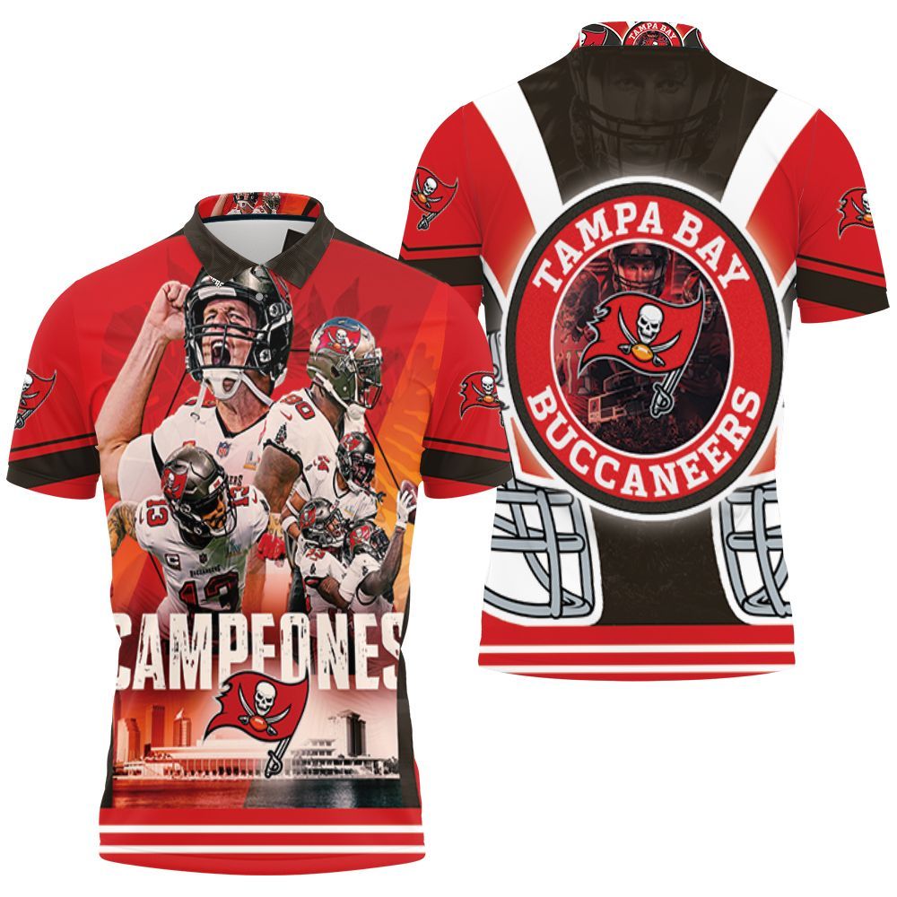 Art Tampa Bay Buccaneers 2021 Super Bowl Champions Campeones 3D All Over Print Polo Shirt