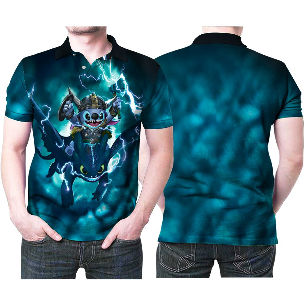 Art Viking Stitch And Toothless Combination 3D All Over Print Polo Shirt