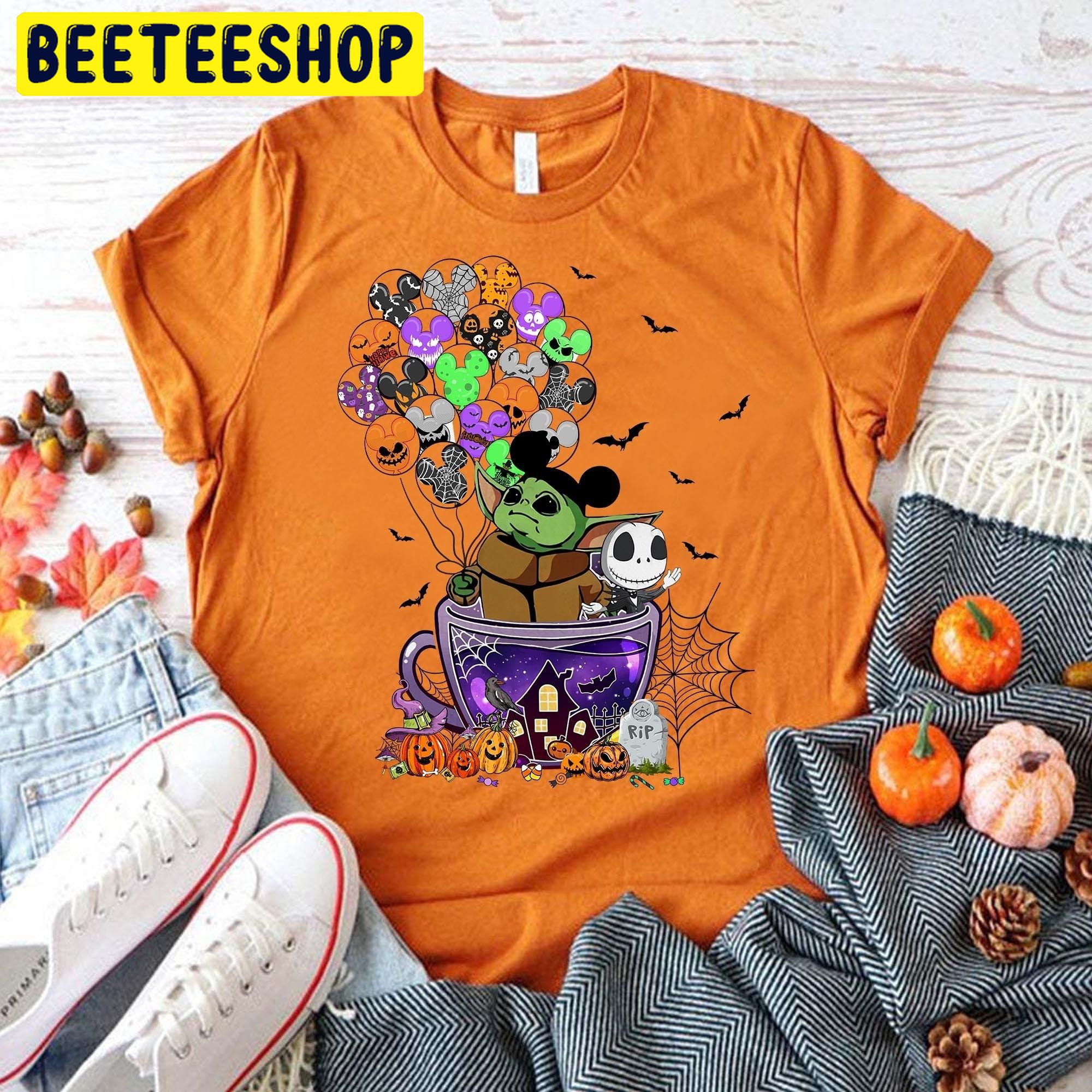 Baby Yoda Teacup Mickey Balloons Halloween Unisex T-Shirt