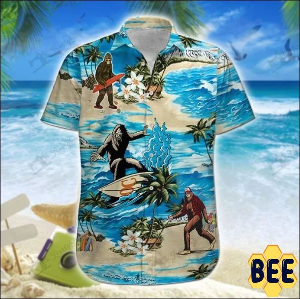 Big Foot Surfing Tropical Trending Hawaiian Shirt