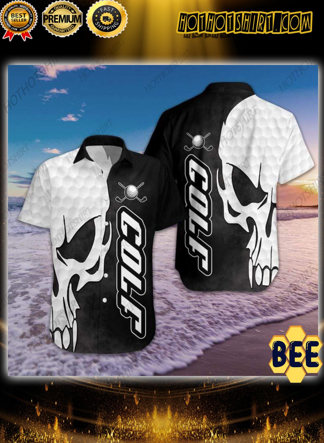 Black And White Golf Skull Trending Hawaiian Shirt