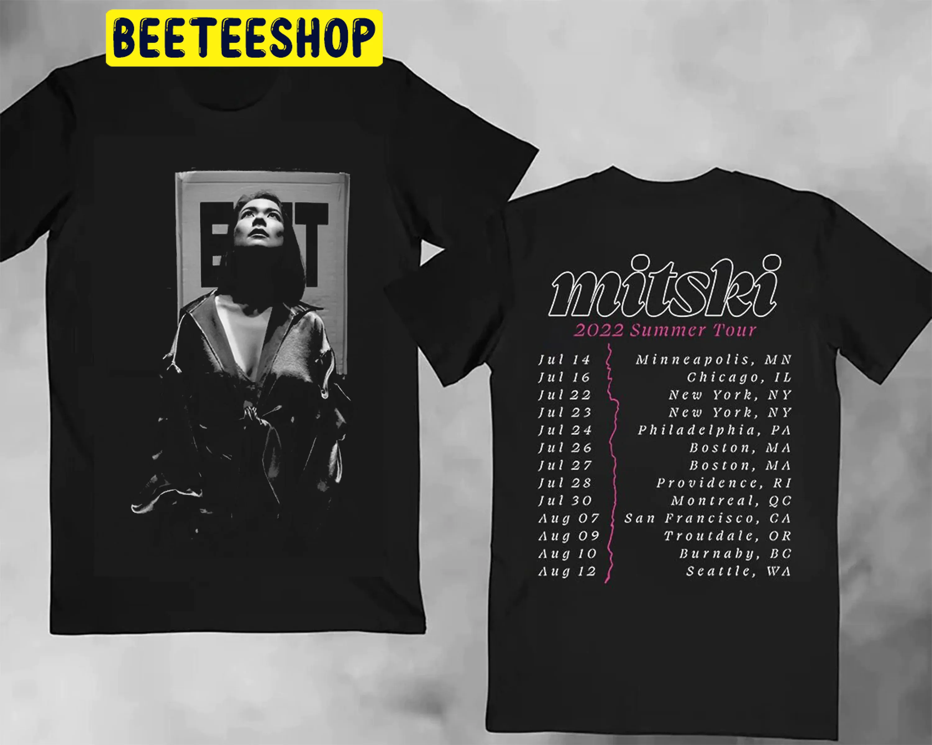 Black Art Mitski Mystery Summer Tour 2022 And Date Double Side Unisex T-Shirt