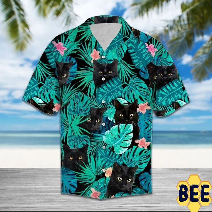 Black Cat Tropical Trending Hawaiian Shirt