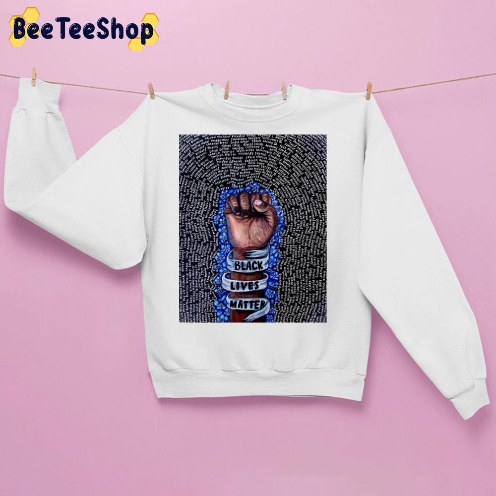 Black Lives Matter Fist With Forget Me Nots Trending Unisex Sweatshirt