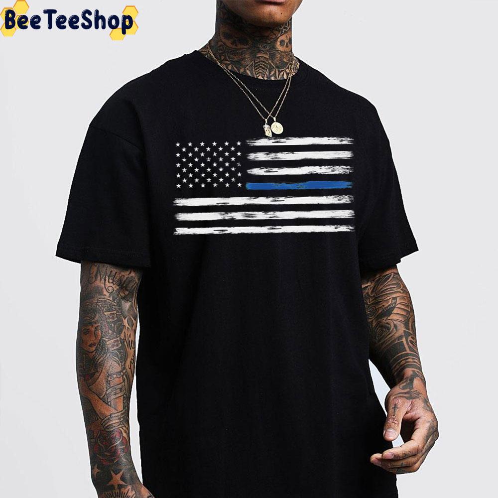 Blue Line White America Flag Trending Unisex T-Shirt