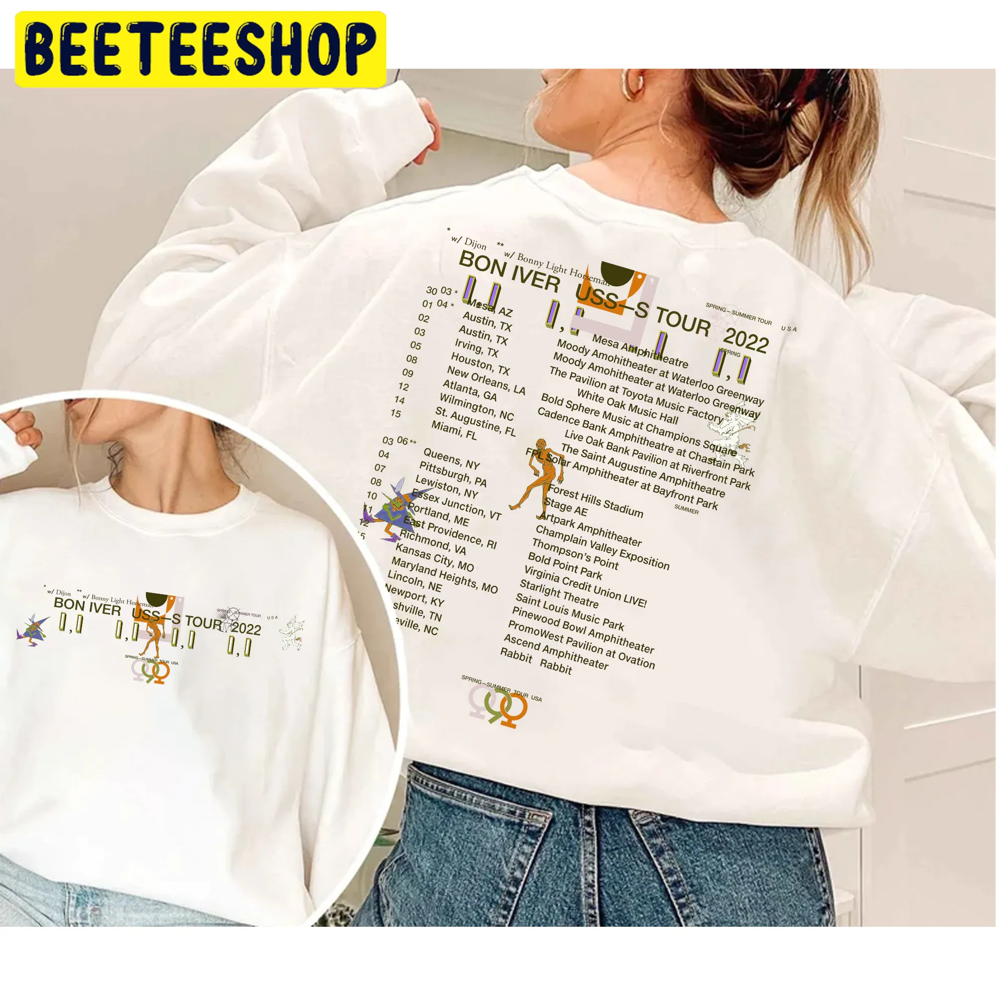 Bon Iver Band 2022 World Tour Double Sided Unsiex Sweatshirt