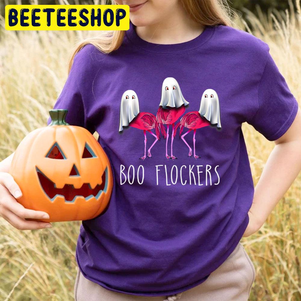 Boo Flockers Funny Flamingo Ghost Halloween Trending Unisex T-Shirt