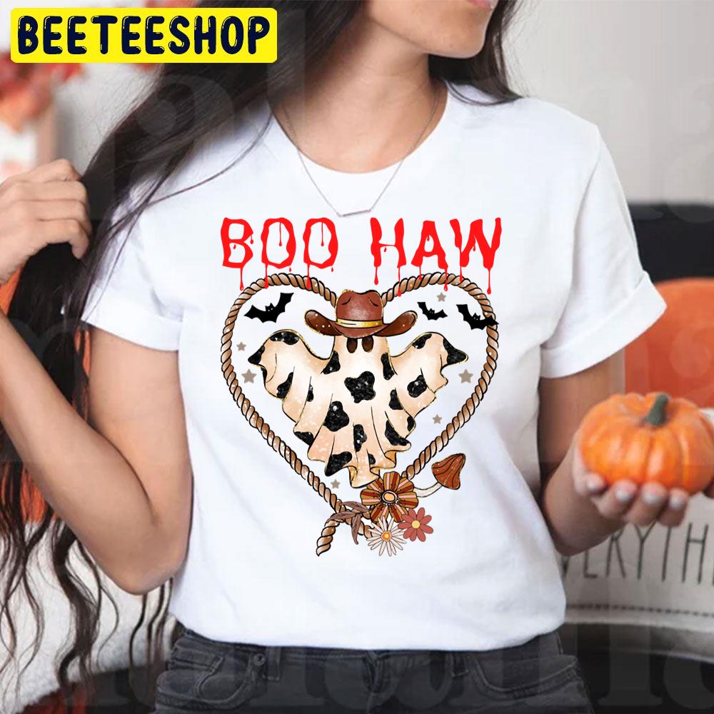 Boo Haw Cowboy Ghost Flower Heart Halloween Trending Unisex T-Shirt