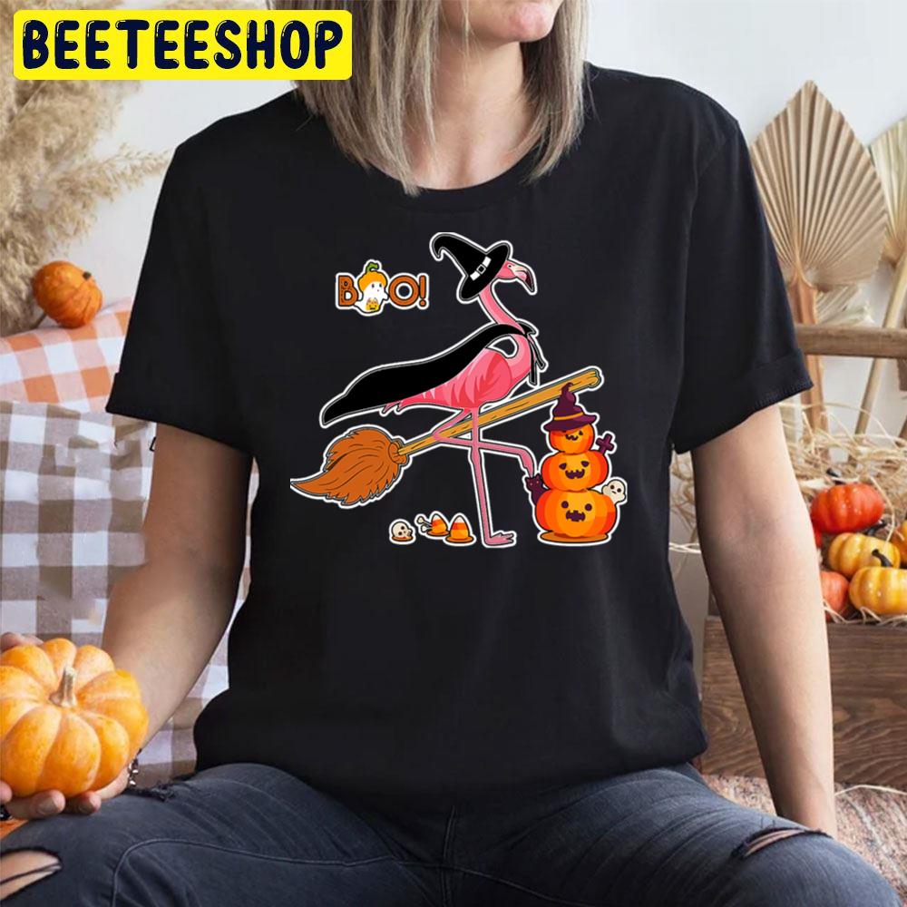 Boo Pink Flamingo Witch Halloween Trending Unisex T-Shirt