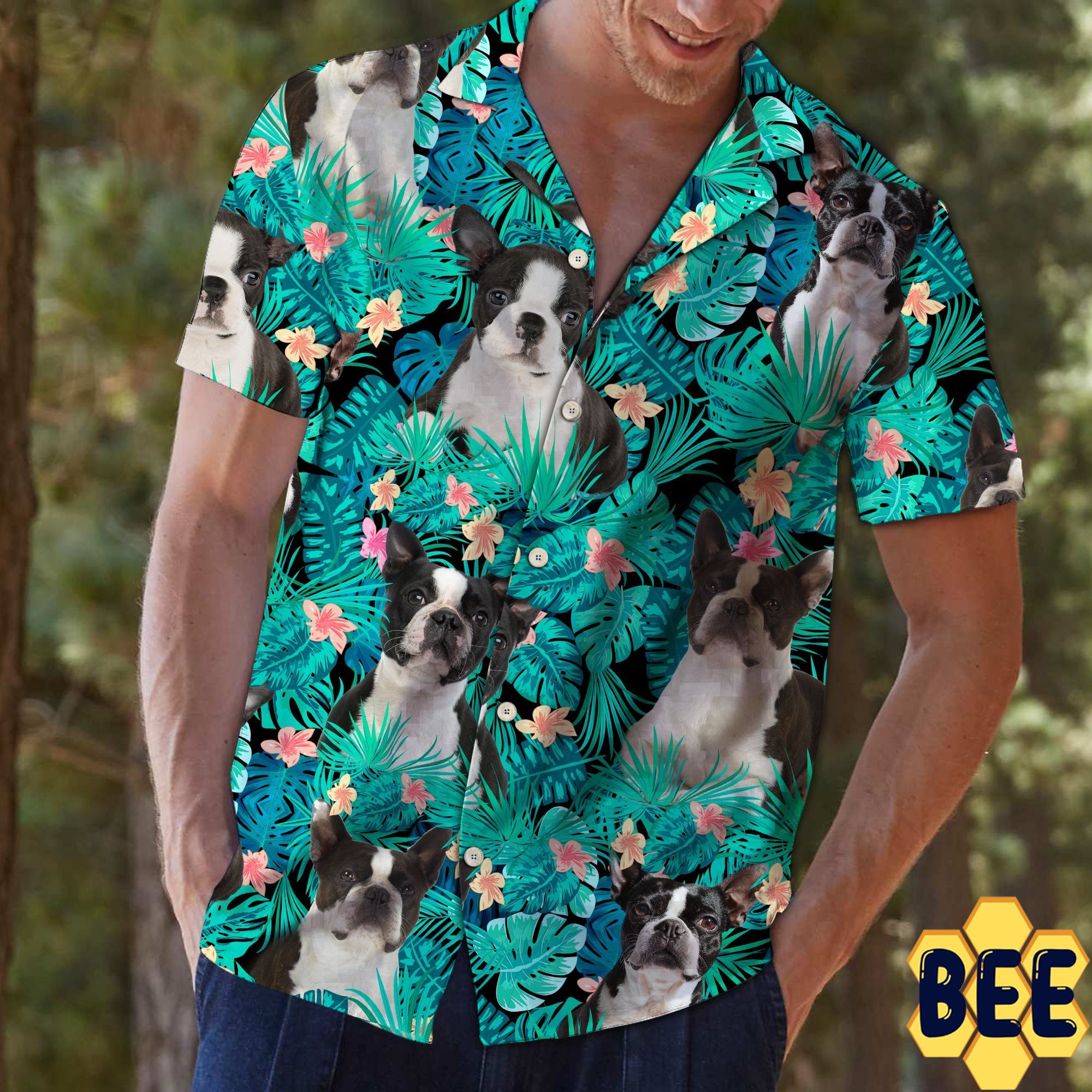 Boston Terrier Tropical Trending Hawaiian Shirt