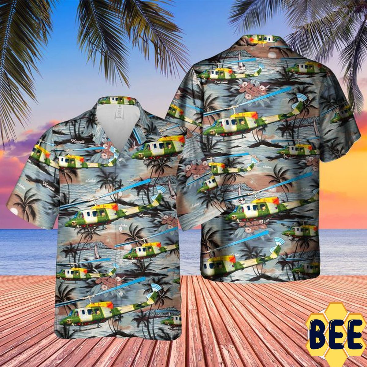 British Army Bell 212 Helicopter Trending Hawaiian Shirt