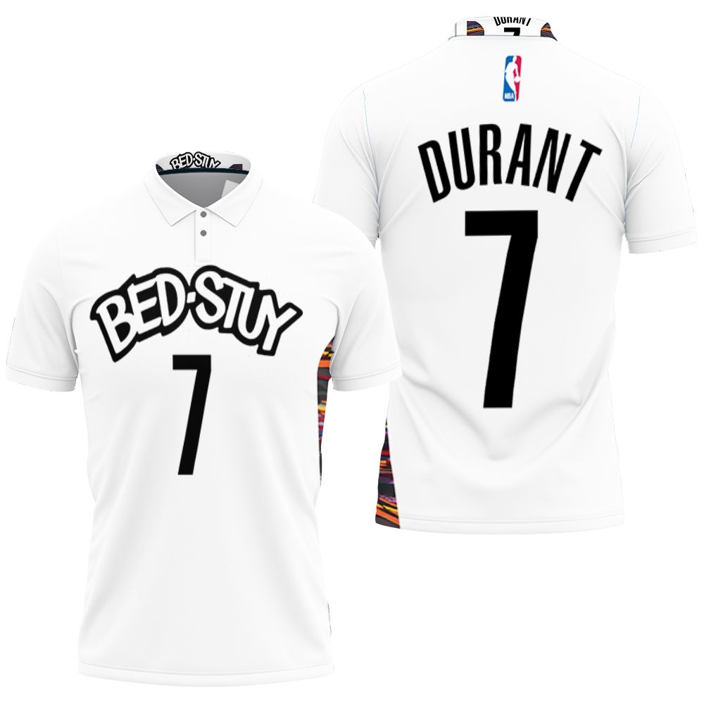 Brooklyn Nets Bed-study Kevin Durant #7 Nba Basketball 2020 City Edition New Arrival White  Polo Shirt