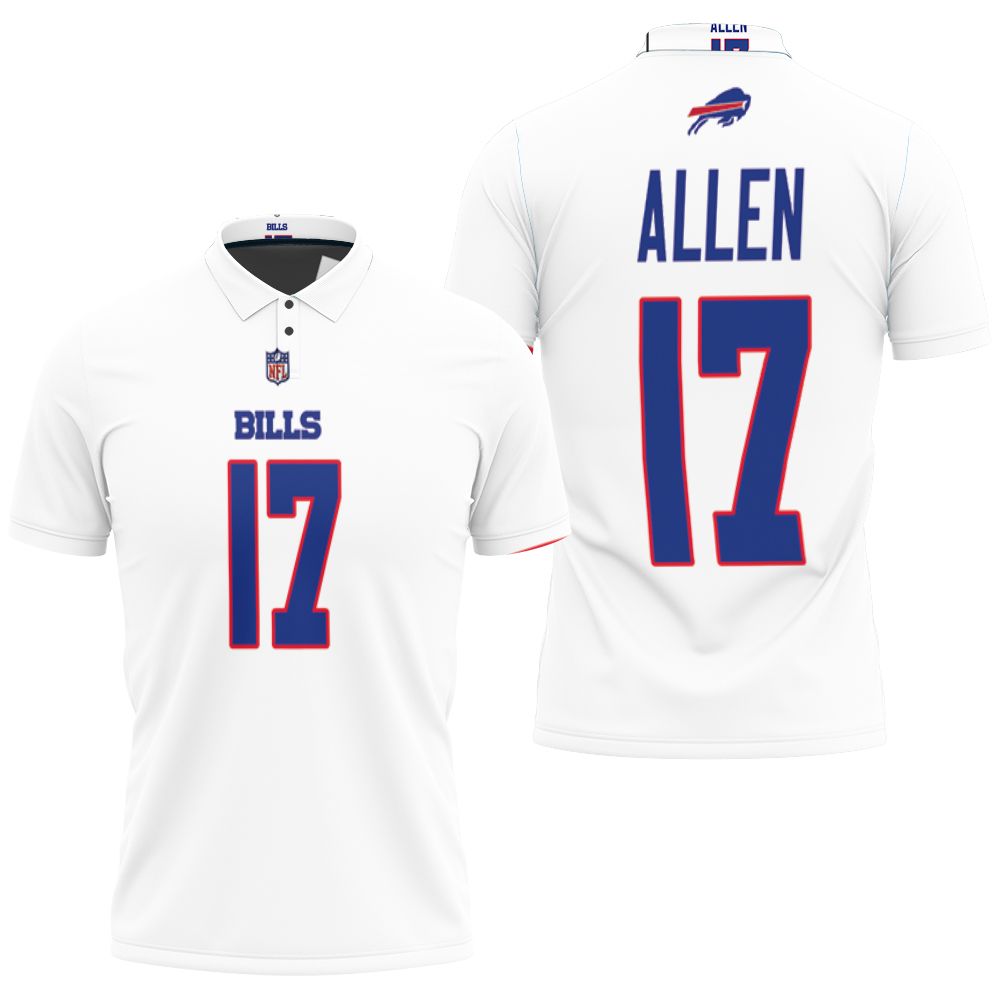 Buffalo Bills Josh Allen #17 Nfl Great Player American Football Team Game White  Bills Fans Polo Shirt