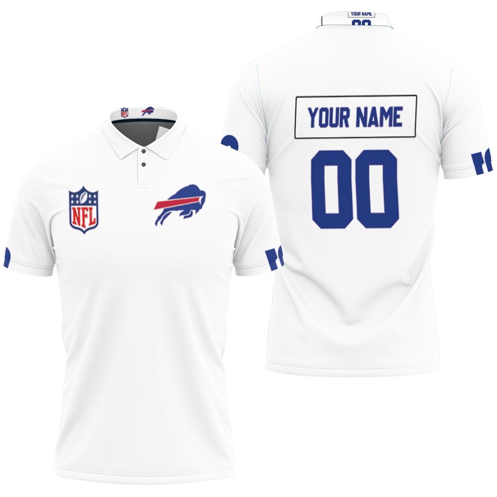 Buffalo Bills Nfl White Jersey Style Personalized 3D All Over Print Polo Shirt