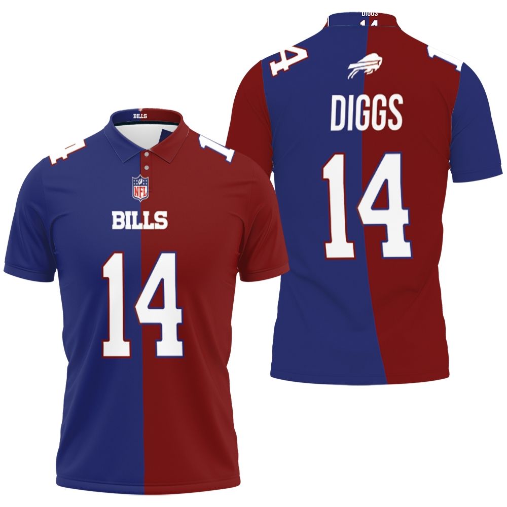 Buffalo Bills Stefon Diggs #14 Great Player Nfl Vapor Limited Royal Red Two Tone Jersey Style Polo Shirt