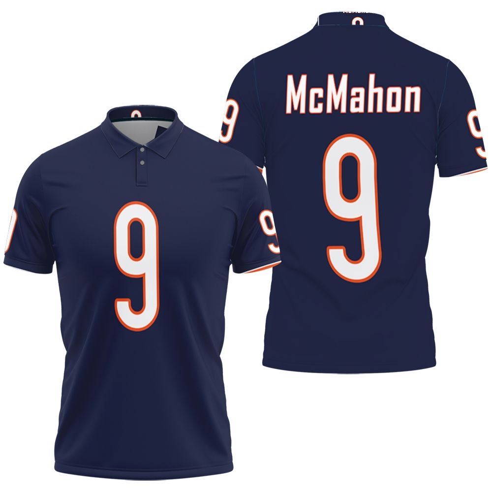 Chicago Bears Jim Mcmahon #9 Great Player Nfl American Football Team Legacy Vintage Navy Polo Shirt