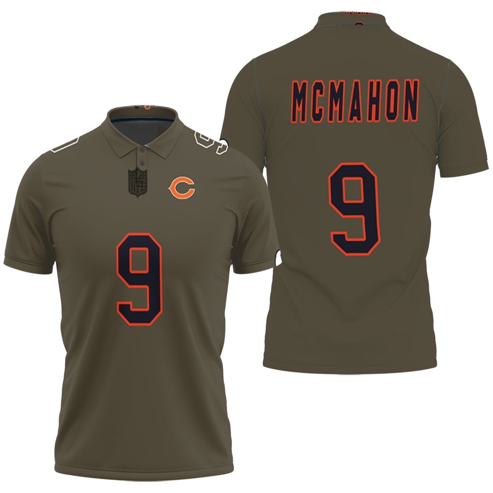 Chicago Bears Jim Mcmahon #9 Great Player Nfl Salute To Service Retired Player Limited Olive Jersey Style Polo Shirt