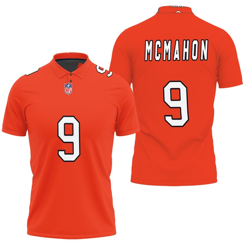 Chicago Bears Jim Mcmahon #9 Nfl Great Player American Football Team Custom Game Orange Polo Shirt